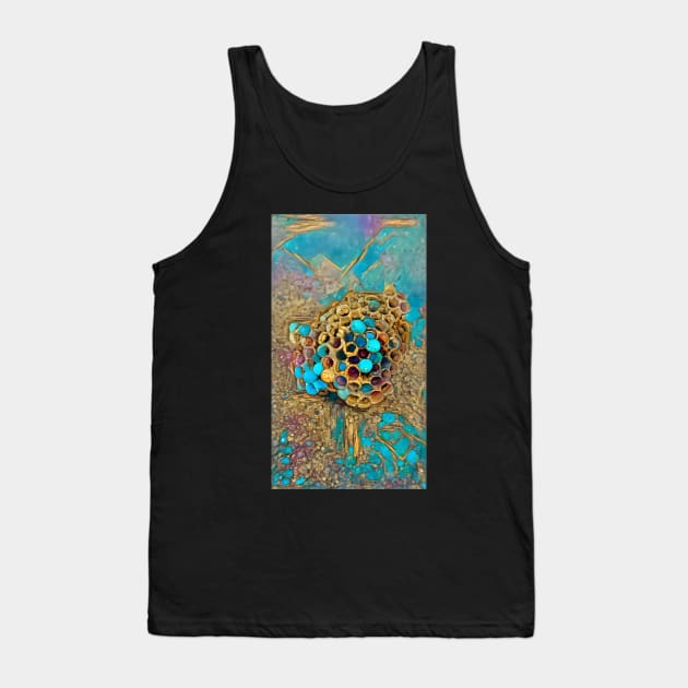 Turquoise Gem and Gold Wasp Nest Tank Top by Swabcraft